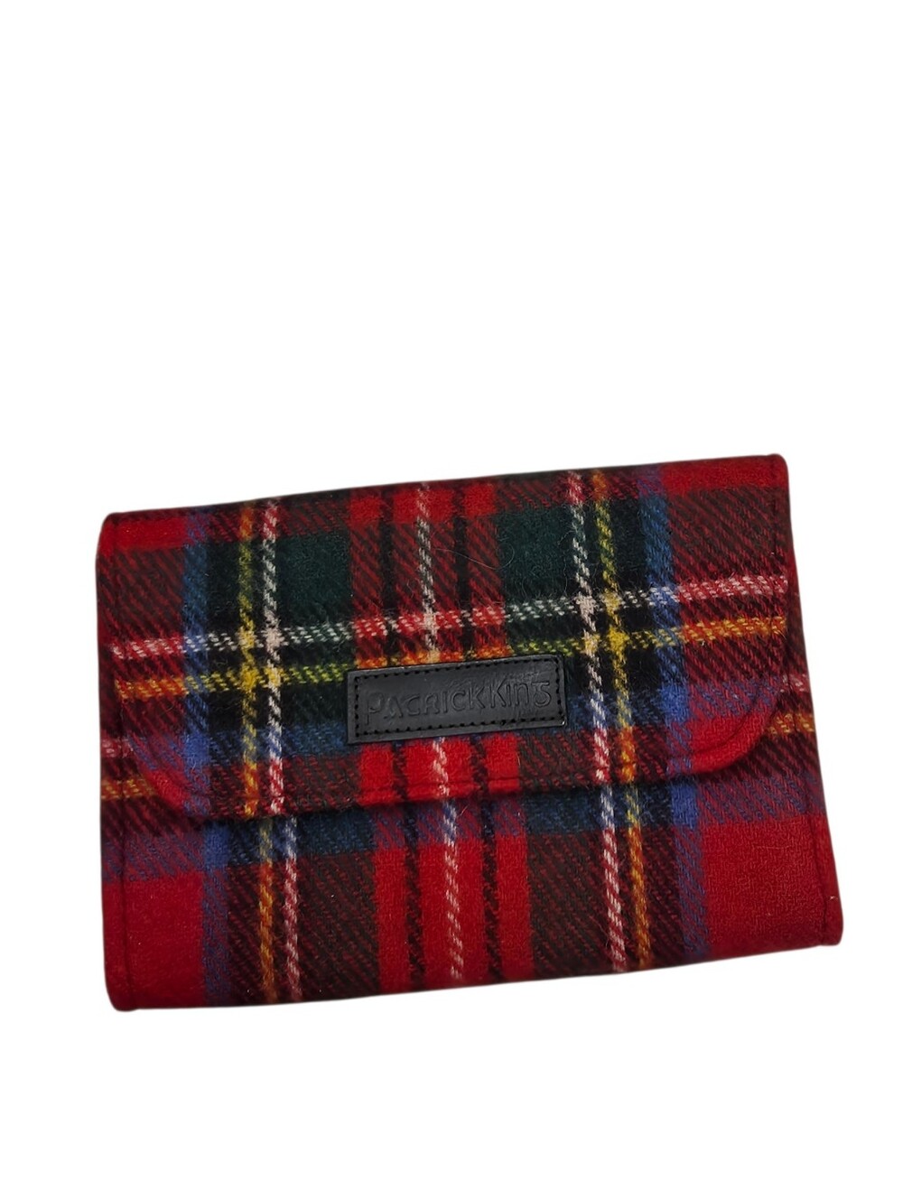 Patrick King Red Plaid Foldover Wallet Wristlet Wool Plaid Pattern